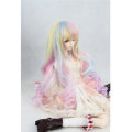 New 8-9`` 22-24cm 1/3 BJD SD Doll Wig Pink Ombre Long Curly Hair Cosplay Wig