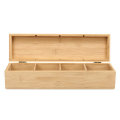 4 Compartment Section Tea Bamboo Box Storage Sugar Bag Organizer Container Gift