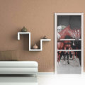 3D Creative Horse Door Wall Sticker Decals Self Adhesive Mural Home Art Decor