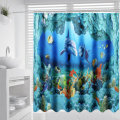 Ocean Dolphin Deep Sea Bathroom Shower Curtain Waterproof Rug Mat Set 180x180cm