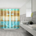 Waterproof Rustic Wood Nautical Shower Curtain Bathroom Accessories with 12 Hooks