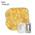 Battery Powered 8 Modes Waterproof 10M Warm White 100LED Tube String Light With Infrared Remote Cont