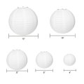 15Packs White Round Paper Lanterns with Assorted Sizes for Wedding Party Decorations