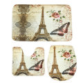 3Pcs/Set Eiffel Tower Flannel Floor Pedestal Rug Lid Toilet Cover Bath Carpet Mat