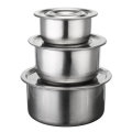 3 PCS Stainless Steel Stock Pots Set with Lids Cooking Kitchenware Pot Casserole