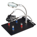 Universal 3 Flexible Arms Soldering Station Holder PCB Fixture Helping Hands with 4Pcs Magnetic Colu