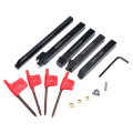 5pcs 12mm Shank Turning Tool Holder Set with Inserts Blade Wrench for Bench Lathe CNC
