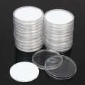 20Pcs Plastic Round Coin Holder Portable Storage Case Boxes Container 5 Size Pad