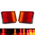 12V 8 LED Car Truck LED Rear Tail Brake Lights Warning Turn Signal Lamp Red+Yellow 2PCS for Lorry Tr
