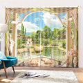 2 Panel 3D Printed Landscape Window Curtain Door Bedroom Valance Divider Sheer Curtains