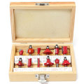 12pcs 1/4 Inch Shank Tungsten Carbide Router Bit Set Woodworking Cutter with Wood Case