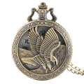 DEFFRUN Vintage bronze Eagle Wings Pattern Pocket Watch Necklace Digital Dial Quartz Pocket Watch