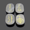 4PCS Engraved Usui Reiki Symbol Healing Energy Sanskrit Palm Crystal Stone Set Stone Decorations