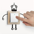 Black Robot Switch Sticker Living Room Bedroom Wall Poster Home Decor