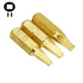 Broppe 3pcs 25mm S1-S3 Square Shaped Screwdriver Bits 1/4 Inch Hex Shank Electroplating Bronze