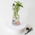 Round White Velvet Top Electric Motorized 360 Rotating Turntable Jewelry Ornament Display Stand
