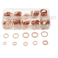 200pcs  M5-M14 Copper Washer Gasket Set Flat Ring Seal Assortment Kit With Box