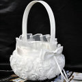 White Romantic Storage Rose Flower Baskets Bowknot Satin Wedding Ceremony Party Girl