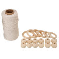 3mm Cord Rope Natural Cotton Twisted Macrame Hand Craft String DIY Decoration Kit