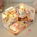 DIY Mini Dollhouse Wooden Princess House Toy Assemble Miniature Wooden Doll Cottage Model Christmas