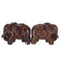 1 Pair Natural Agarwood Elephant Wood Carving Wood Crafts Retro Decoration Craft Creative Gifts Home