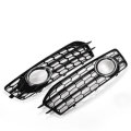 Front Fog Light Lamp Grille Grill Cover Honeycomb Hex  Chrome Silver For Audi A3 8P S-Line 2009-2012