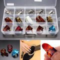15pcs Multicolor Stainless Steel Celluloid Thumb Finger Guitar Picks With Case