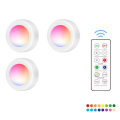 3Pcs RGB 16 Color LED Press Night Atmosphere Pat Light Timing Wireless Remote Control Touch AAA Batt
