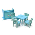 Wooden Dollhouse Furniture Doll House Miniature Dinning Room Set Kids Role Play Toy Kit