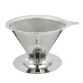 Stainless Steel Pour Over Coffee Dripper Paperless Reusable Double Layer Mesh Coffee Maker Cone Filt