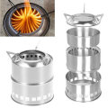 Stainless Steel Camping Stove Potable Wood Burning Stoves Backpacking Stove for Outdoor Hiking Picni