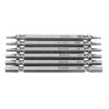 Broppe 6pcs Double Hex Head Magnetic Screwdriver Bits H2-H6 100mm Long 1/4 Inch Hex Shank
