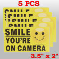 5Pcs Smile You`re On Camera Self-adhensive Video Alarm Safety Camera Stickers Sign Decal