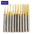 Drillpro DB-M13 10pcs 0.8mm-3mm Carbide End Mill Engraving Bits For CNC Rotary Burrs