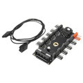 5pcs 12V 10 Way 4pin Fan Hub Speed Controller Regulator For Computer Case With PWM Connection Cable