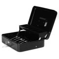 Lockable Cash Coin Box Tiered Tray Portable Money Drawer Holder Security Storage Box