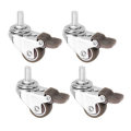 Machifit 4pcs 1 Inch M8x15mm TPE Silent Wheels with Brake Universal Casters Wheel for Furniture