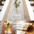 Vintage Rustic Burlap Hessian Lace Table Runner for Wedding Decoration