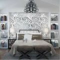 High Quality Victorian Damask Non-woven Texture Wallpaper Material Silver Gray