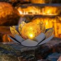 LED Solar Lotus Light Waterproof Garden Lawn Landscape Lamp LED Amber Glass Ball Outdoor Lotus Lawn