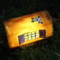 Solar LED Decor Light Small Fairy House Pixie Log On Wheels Outdoor Ornament Home for Outdoor Garden