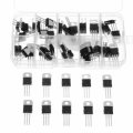 50pcs Transistor TO-220 Power Transistor Assortment Kit Three Pin Transistors Voltage Regulator Tran