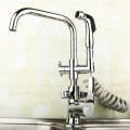 Chrome Kitchen Faucet Dual Sprayer Swivel Spout Spring Pull Out Spray Mixer Tap