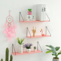 Pink Bookshelf Iron Wooden Wall Shelf Holder Rack Organizer Craft Storage Home Decoration