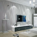 Silver 3D Non-Woven Fabric Wave Stripe Embossed Wallpaper Waterproof Modern Simple Non-Woven Fabric