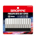 BROPPE 12Pcs 50mm S2 Alloy Steel Magnetic Cross Head Screwdriver Bits 1/4 Inch Hex Shank