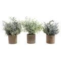 3 in 1 Mini Potted Plant Artificial Plastic Flower Pot Green Plants Tabletop Bonsai Living Room Offi
