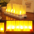 12PCS Flameless LED Candle Light Rechargeable Flickering Tea Lamp for Birthday Party US Plug AC110V