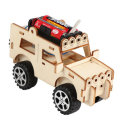 DIY Wood Electric Car Assembled Scientific Painted Color Exercise Hands-on Ability Experiment Kids E