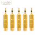 NAOMI 5Pcs/ 1Set Golden Metal 6.5mm Male To 3.5mm Female Audio Adapter Stereo AUX Converter Amplifie